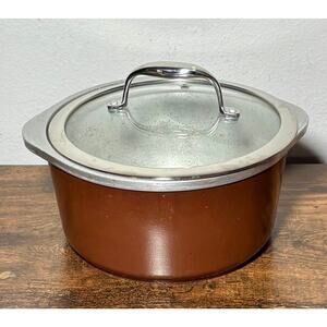 Vintage Club Cast Aluminum Dutch Oven Brown 4 QT w/ Replacement Lid